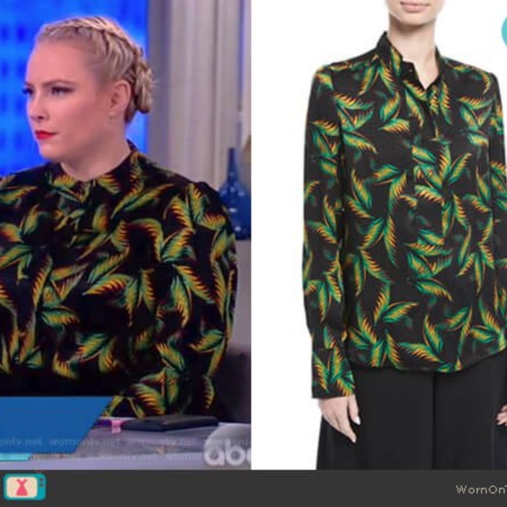 A.L.C Gosford Silk Palm Leaf Print Blouse - Picture 3 of 8